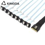 Fully enclosed anti-slip insertion anti-tilt insertion Slim SAS SFF 8654 8I (74P) to 8 right angle 90-degree SATA 7P female High speed data Connection Cable