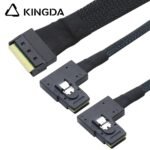 Fully enclosed anti-slip insertion anti-tilt insertion Slim SAS SFF 8654 8I (74P) to dual left turn SFF 8087 High speed data Connection Cable - Image 2