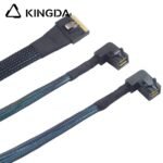 Fully enclosed anti-slip insertion anti-tilt insertion Slim SAS SFF 8654 8I (74P) to dual right angle 90 degree SFF 8643 High speed data Connection Cable