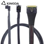 Fully enclosed anti-slip insertion anti-tilt insertion Slim SAS SFF 8654 8I (74P) to dual right angle 90 degree SFF 8643 High speed data Connection Cable