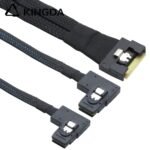 Fully enclosed anti-slip insertion anti-tilt insertion Slim SAS SFF 8654 8I (74P) to Dual right turn right bend SFF-8087 High speed Data Connection Cable - Image 2