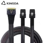 Fully enclosed anti-slip insertion anti-tilt insertion Slim SAS SFF 8654 8I (74P) to dual SFF 8087 High speed data Connection Cable - Image 2