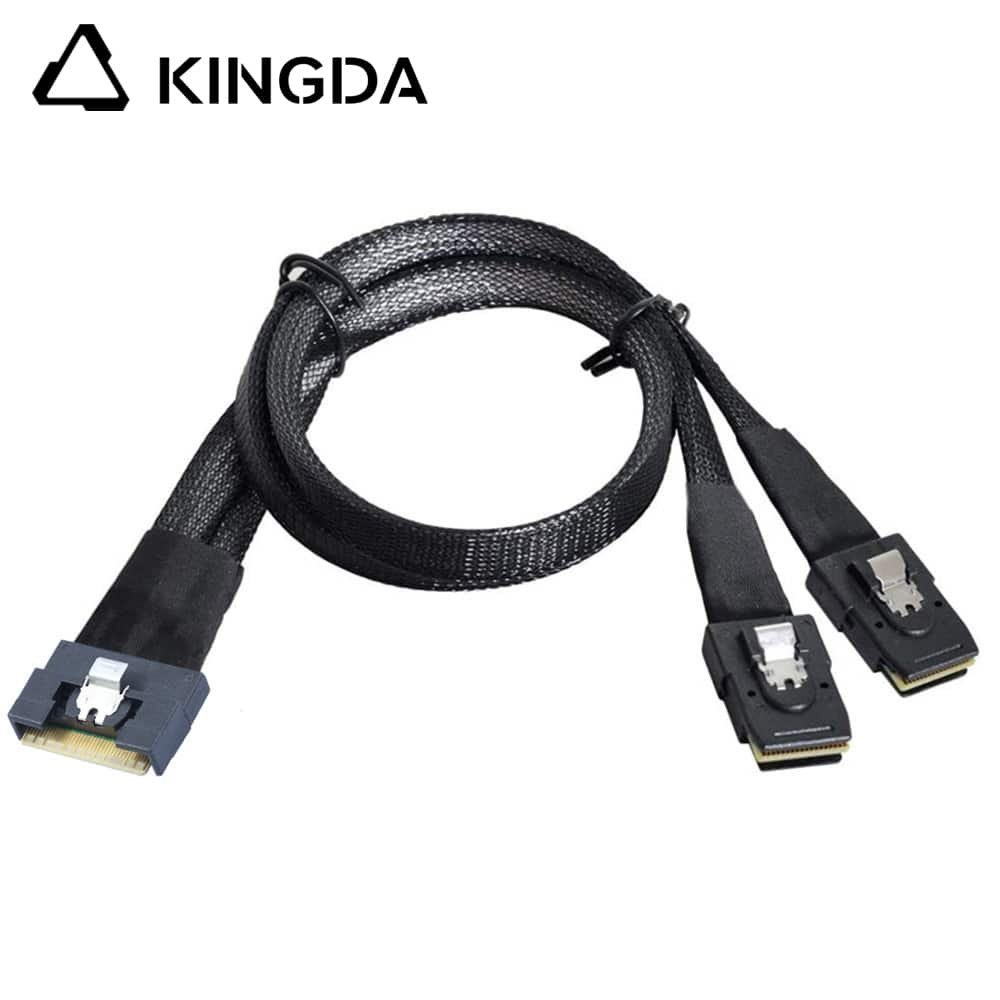 Anti-misalignment-Insertion-Slim-SAS-SFF-8654-8I-to-dual-straight-SFF-8087.jpg Fully enclosed anti-slip insertion anti-tilt insertion Slim SAS SFF 8654 8I (74P) to Dual SFF-8087 High speed Data Connection Cable - Image 1