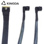 Fully enclosed anti-slip insertion anti-tilt insertion Slim SAS SFF 8654 8I (74P) to dual right angle 90 degree SFF 8643 High speed data Connection Cable - Image 2