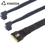 Fully enclosed anti-slip insertion anti-tilt insertion Slim SAS SFF 8654 8I (74P) to dual right angle 90 degree SFF 8643 High speed data Connection Cable - Image 2