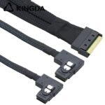 Fully enclosed anti-slip insertion anti-tilt insertion Slim SAS SFF 8654 8I (74P) to Dual right turn right bend SFF-8087 High speed Data Connection Cable - Image 3