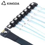 Fully enclosed anti-slip insertion anti-tilt insertion Slim SAS SFF 8654 8I (74P) to left turn left bend SATA 7P female High speed data Connection Cable - Image 3