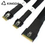 Fully enclosed anti-slip insertion anti-tilt insertion Slim SAS SFF 8654 8I (74P) to dual SFF 8654 4i High speed data Connection Cable - Image 4