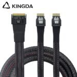 Fully enclosed anti-slip insertion anti-tilt insertion Slim SAS SFF 8654 8I (74P) to dual SFF 8654 4i High speed data Connection Cable