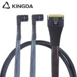 Fully enclosed anti-slip insertion anti-tilt insertion Slim SAS SFF 8654 8I (74P) to dual right angle 90 degree SFF 8643 High speed data Connection Cable - Image 4
