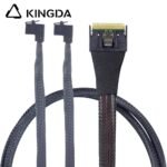 Fully enclosed anti-slip insertion anti-tilt insertion Slim SAS SFF 8654 8I (74P) to dual right angle 90 degree SFF 8643 High speed data Connection Cable - Image 4