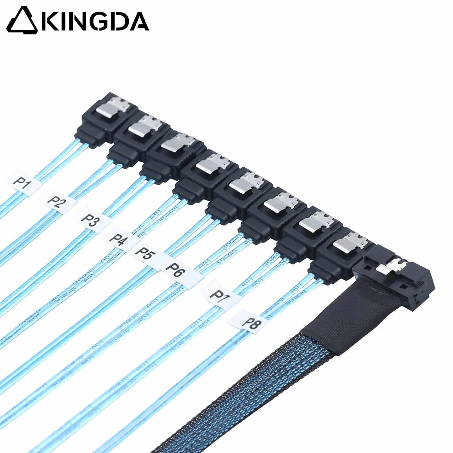 Low-profile-8654-8I-74P-to-8-SATA-7P-female.jpg Low profile Slim SAS SFF 8654 8I (74P) to 8 SATA 7P female High speed data Connection Cable - Image 1