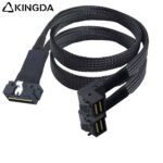 SAS 4.0 Low profile SFF 8654 8I (74P) TO dual right angle 90-degree SFF 8643 High speed data Connection Cable