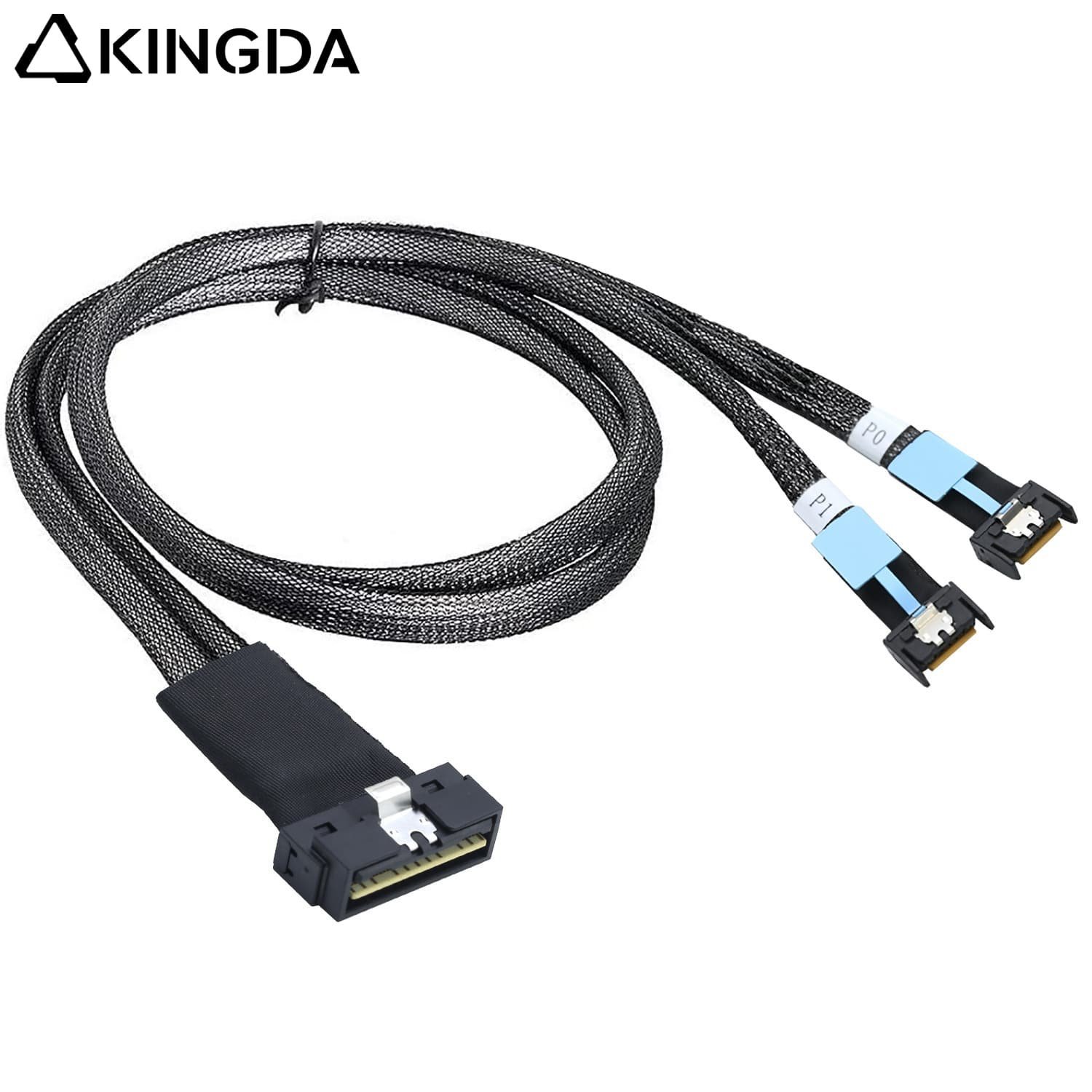 Low-profile-8654-8I-74P-to-dual-MCIO-SFF-8654-4I.jpg SAS 4.0 Low profile SFF 8654 8I (74P) TO dual MCIO SFF 8654 4I High speed data Connection Cable - Image 1