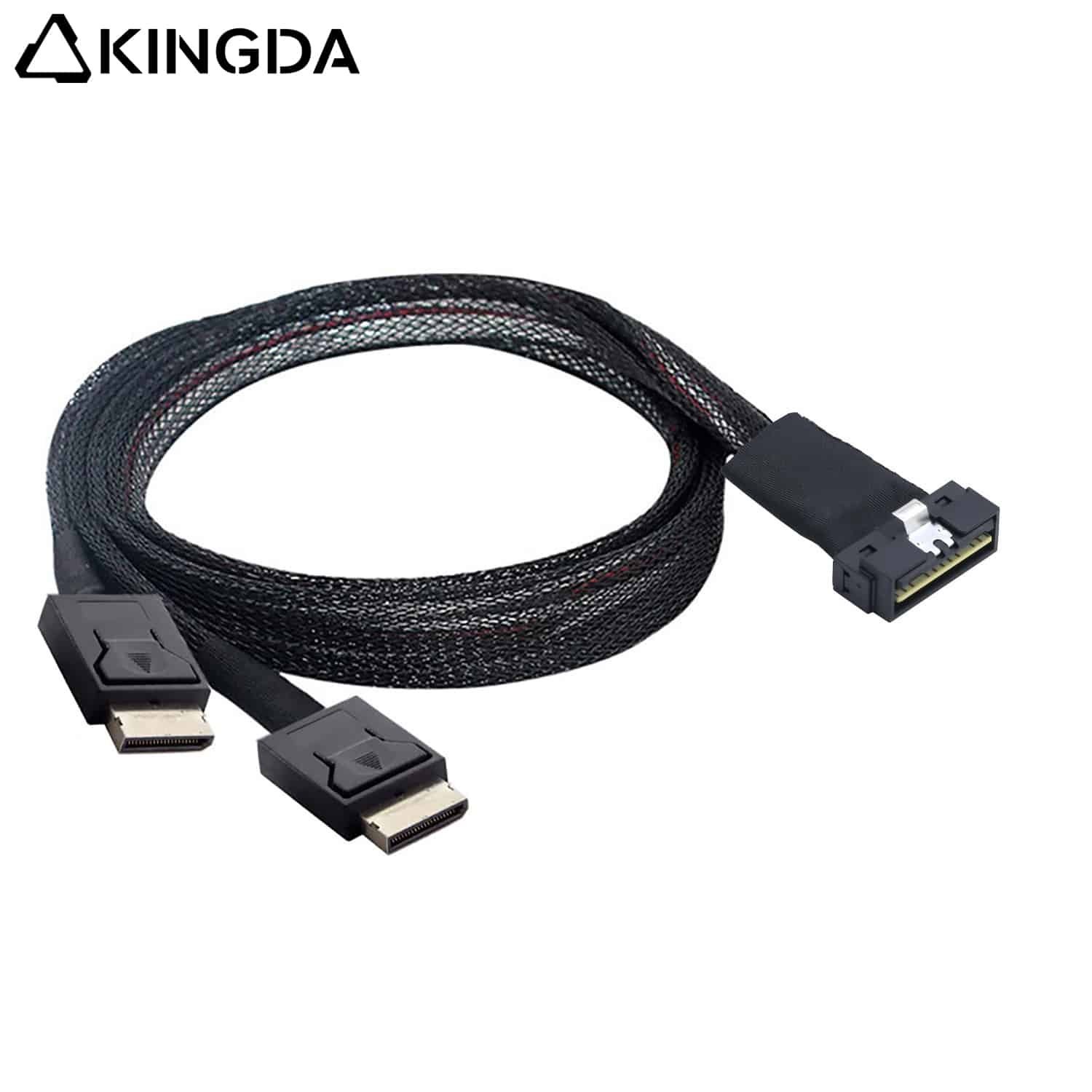Low-profile-8654-8I-74P-to-dual-Oculink-8611-4i.jpg SAS 4.0 Low profile SFF 8654 8I (74P) TO dual OCulink 8611 4i High speed data Connection Cable - Image 1