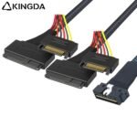 SAS 4.0 Low profile SFF 8654 8I (74P) TO dual U.2 SFF 8639 with SATA 15P High speed data Connection Cable - Image 2