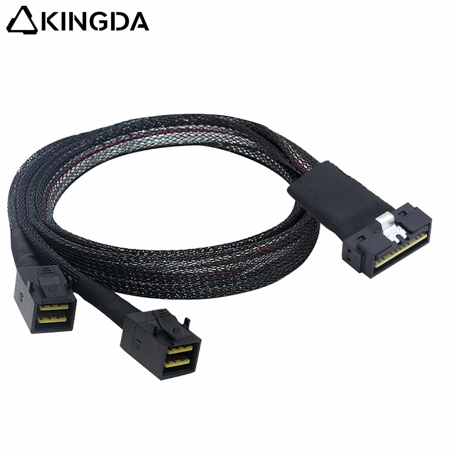 Low-profile-8654-8I-74P-to-dual-straight-sff-8643.jpg SAS 4.0 Low profile SFF 8654 8I (74P) TO dual SFF 8643 High speed data Connection Cable - Image 1