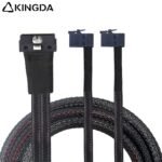 SAS 4.0 Low profile SFF 8654 8I (74P) TO dual right angle 90-degree SFF 8643 High speed data Connection Cable - Image 2