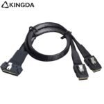 SAS 4.0 Low profile SFF 8654 8I (74P) TO dual SFF 8087 High speed data Connection Cable