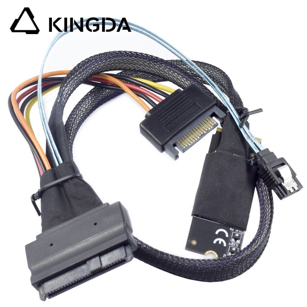 M.2-M-Key-SFF-8643-to-SATA-15P-3.jpg M.2 M-Key SFF-8643 to U.2 SFF-8639 with SATA 15P and straight SATA 7p Connection Cable - Image 1