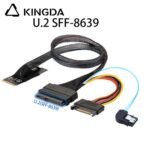 M.2 M-Key SFF-8643 to U.2 SFF-8639 with SATA 15P and left bend left turn SATA 7p Connection Cable - Image 4