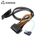 M.2 M-Key SFF-8643 to U.2 SFF-8639 with SATA 15P and right bend right turn SATA 7p Connection Cable - Image 4