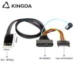 M.2 M-Key SFF-8643 to U.2 SFF-8639 with SATA 15P and right bend right turn SATA 7p Connection Cable - Image 5