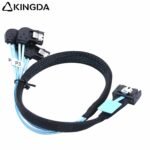 Slim SAS SFF 8654 MCIO 4I (38P) to 4 right turn right bend SATA 7P PCIE5.0 Data Connection Cable - Image 3