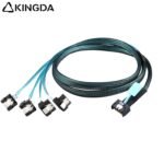 Slim SAS SFF 8654 MCIO 4I (38P) to 4 right angle 90 degree SATA 7P PCIE5.0 Data Connection Cable - Image 3