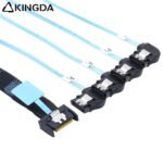 Slim SAS SFF 8654 MCIO 4I (38P) to 4 right turn right bend SATA 7P PCIE5.0 Data Connection Cable