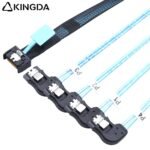 Slim SAS SFF 8654 MCIO 4I (38P) to 4 right turn right bend SATA 7P PCIE5.0 Data Connection Cable - Image 2