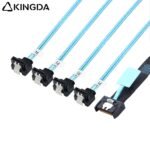 Slim SAS SFF 8654 MCIO 4I (38P) to 4 right angle 90 degree SATA 7P PCIE5.0 Data Connection Cable - Image 2