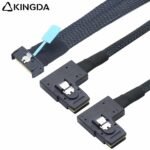 Slim SAS SFF 8654 MCIO 8I (74P) to dual 2X left turn left bend SFF-8087 PCIE5.0 Data Connection Cable