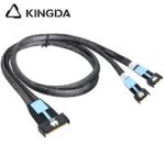 Slim SAS SFF 8654 MCIO 8I (74P) to dual 2X MCIO 4I S PCIE5.0 Data Connection Cable - Image 2