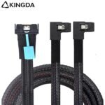 Slim SAS SFF 8654 MCIO 8I (74P) to dual 2X right turn right bend SFF-8087 PCIE5.0 Data Connection Cable - Image 2