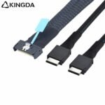 Slim SAS SFF 8654 MCIO 8I (74P) to dual 2X Oculink SFF-8611 4I S PCIE5.0 Data Connection Cable - Image 2