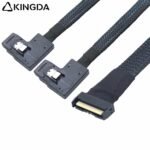 Slim SAS SFF 8654 MCIO 8I (74P) to dual 2X right turn right bend SFF-8087 PCIE5.0 Data Connection Cable - Image 3
