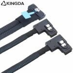 Slim SAS SFF 8654 MCIO 8I (74P) to dual 2X right turn right bend SFF-8087 PCIE5.0 Data Connection Cable