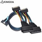 Slim SAS SFF 8654 MCIO 8I (74P) to 2X SFF 8639 U.2 with SATA 15p PCIE5.0 Data Connection Cable