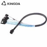Mini SAS HD SFF-8643 to 4X SATA 7P with sideband 4P High Speed Server Internal Connection cable