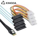 Slim SAS SFF 8654 4I (38P) to 4 SFF 8482 with 4p power High speed data Connection Cable - Image 2