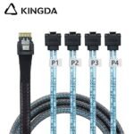 Slim SAS SFF 8654 4I (38P) to 4 right angle 90-degree SATA 7P female High speed data Connection Cable - Image 2