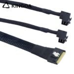 Fully enclosed anti-slip insertion anti-tilt insertion Slim SAS SFF 8654 8I (74P) to dual right angle 90 degree SFF 8643 High speed data Connection Cable - Image 5