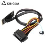 M.2 M-Key SFF-8643 to U.2 SFF-8639 with SATA 15P and right bend right turn SATA 7p Connection Cable - Image 6
