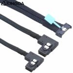 Slim SAS SFF 8654 MCIO 8I (74P) to dual 2X right turn right bend SFF-8087 PCIE5.0 Data Connection Cable - Image 4