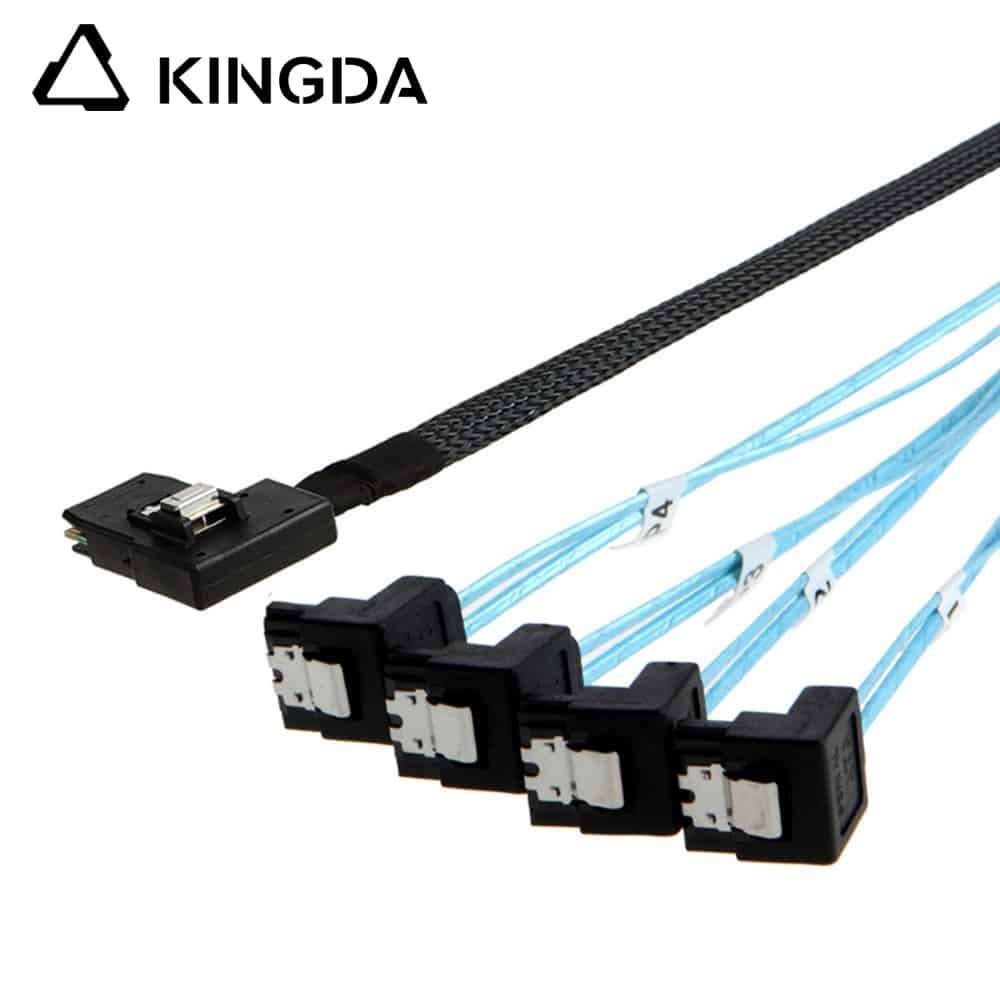 O1CN01fmL8H01F4oh676DfD_2215195400434-0-cib.jpg Right bend 90 degree Mini SAS HD SFF-8087 to 4X Right angle 90 degree SATA 7P High Speed Server Internal Connection Wire Harness - Image 1