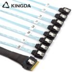 Fully enclosed anti-slip insertion anti-tilt insertion Slim SAS SFF 8654 8I (74P) to 8 SATA 7P female High speed data Connection Cable - Image 2