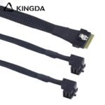 Slim SAS SFF 8654 8I (74P) to dual right angle 90 degree SFF 8643 High speed data Connection Cable - Image 2