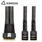 Slim SAS SFF 8654 8I (74P) to dual SFF 8643 High speed data Connection Cable - Image 3