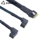 Slim SAS SFF 8654 8I (74P) to dual right turn right bend SFF 8643 High speed data Connection Cable - Image 2
